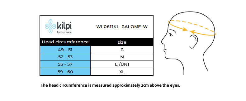 Women's winter hat Kilpi SALOME-W – Size chart