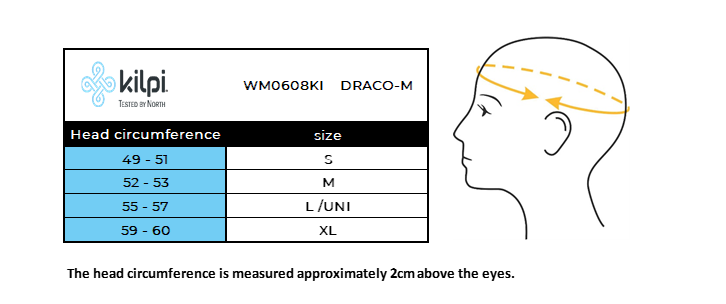 Men's winter hat Kilpi DRACO-M – Size chart