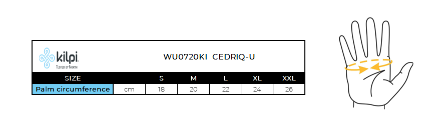 Ski gloves Kilpi CEDRIQ-U – Size chart