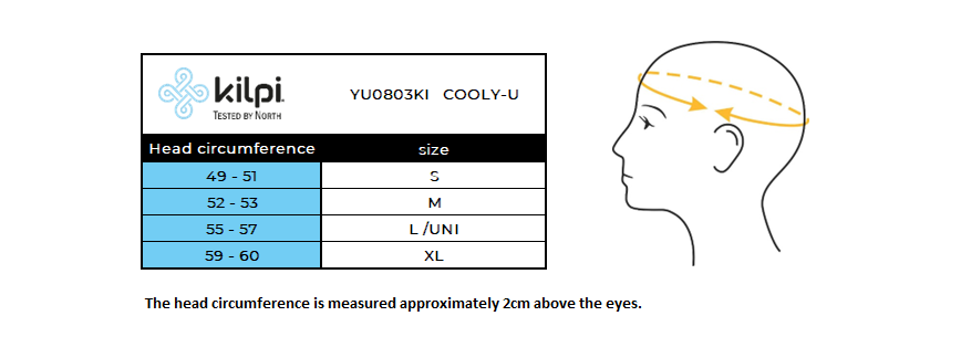 Unisex headband Kilpi COOLY-U – Size chart